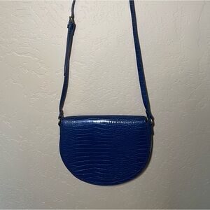 Blue Croc-Embossed Crossbody Bag